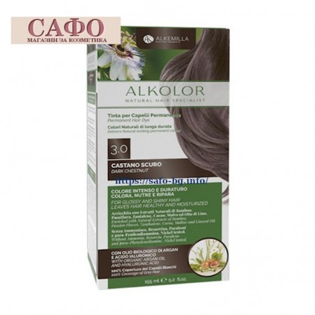 Натурална боя за коса Алкемила Alkemilla Alkolor Permanent Hair Color № 3.0 Dark Chestnut