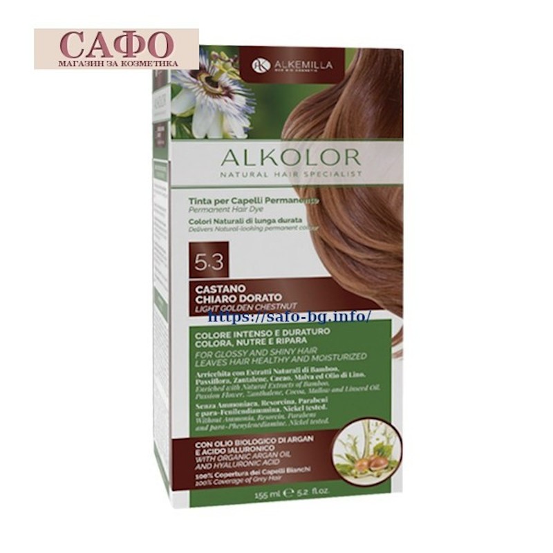 Натурална боя за коса Алкемила Alkemilla Alkolor Permanent Hair Color № 5.3 Light Golden Brown