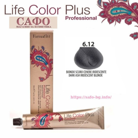 Hair dye № 6.12 Dark Ash Iridescent Blonde FarmaVita Life Color Plus