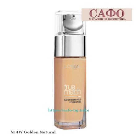 Тональная основа для лица № 4W Golden Natural Loreal True Match Super Blendable Foundation