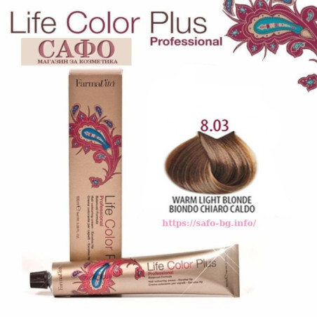 Краска для волос № 8.03 Warm Light Blonde FarmaVita Life Color Plus
