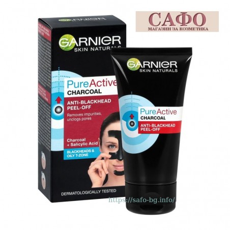 Garnier Pure Active Charcoal Anti-Blackhead Peel-Off Черная отшелушивающая маска для лица