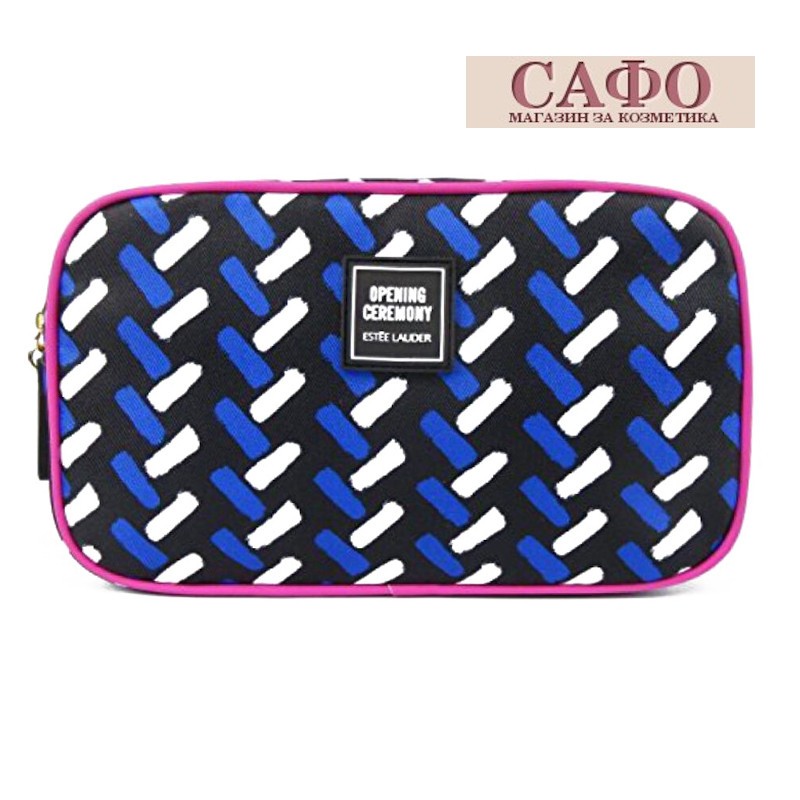 Cosmetic case Estee Lauder Opening Ceremony MakeUp Cosmetics Bag Blue Pink Trim