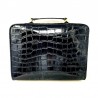Чанта за грим Estee Lauder Navy Blue Faux Crocodile Embossed Make-up Travel Bag Train Case Zip