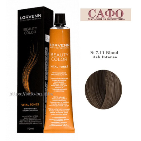 Стойкая краска для волос № 7.11 Blond Ash Intense Lorvenn Hair Professionals Beauty Color