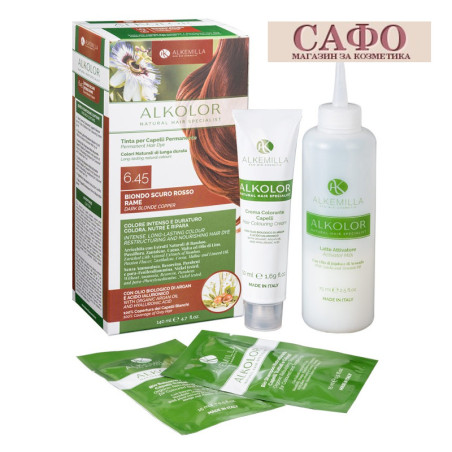Натурална боя за коса Алкемила Alkemilla Alkolor Permanent Hair Color  № 6.45 Dark Copper Red Blonde