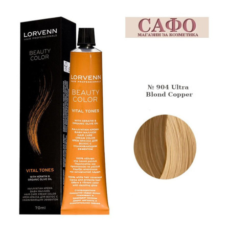Стойкая краска для волос № 904 Ultra Blond Copper Lorvenn Hair Professionals Beauty Color