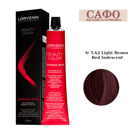 Стойкая краска для волос № 5.62 Light Brown Red Ruby Lorvenn Hair Professionals Beauty Color Supreme Reds