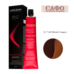 Стойкая краска для волос № 7.40 Blond Copper Lorvenn Hair Professionals Beauty Color Supreme Reds