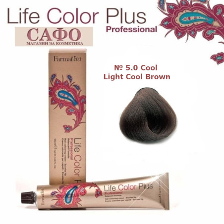 Hair dye № 5.0 Cool Light Cool Brown FarmaVita Life Color Plus