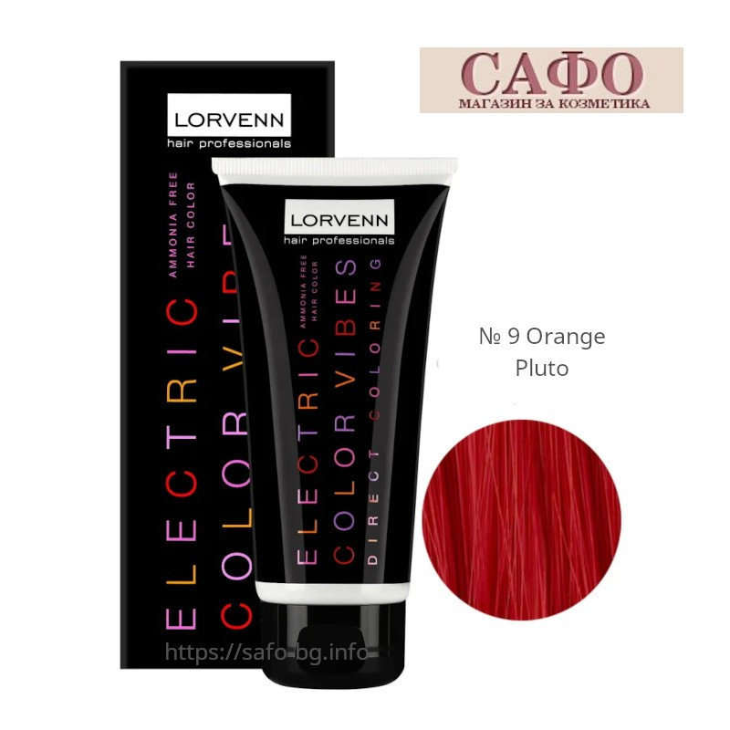 Ammonia-free hair dye  № 9 Orange Pluto Lorvenn Electric Color Vibes
