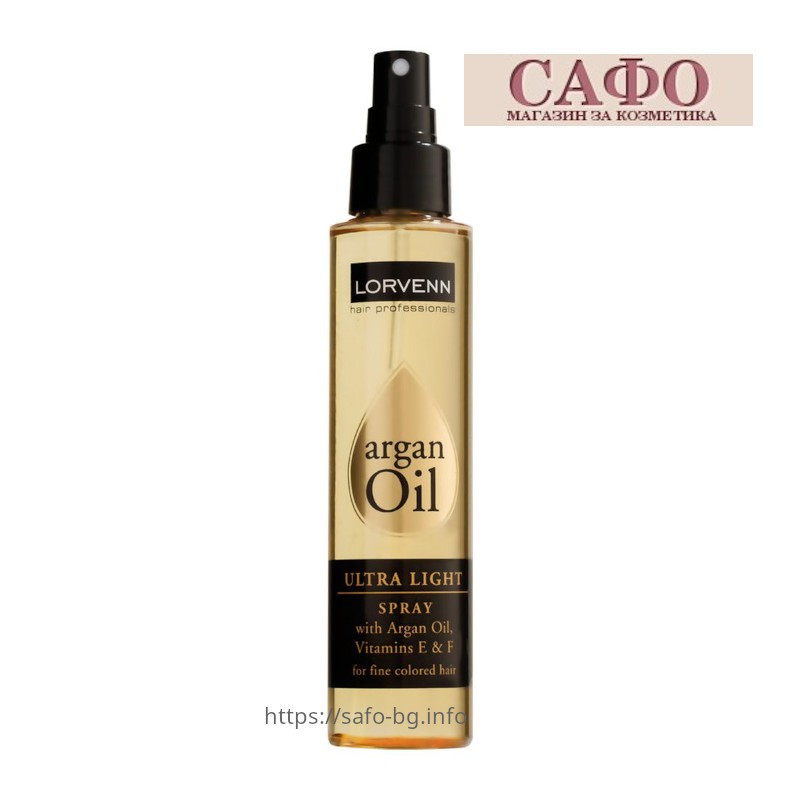 Nourishing oil for thin and treated hair Lorvenn Argan Oil Ultra Light Spray