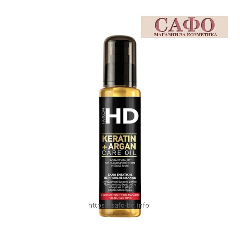 Масло для волос Кератин и аргановое масло Farcom HD Keratin & Argan Care Oil
