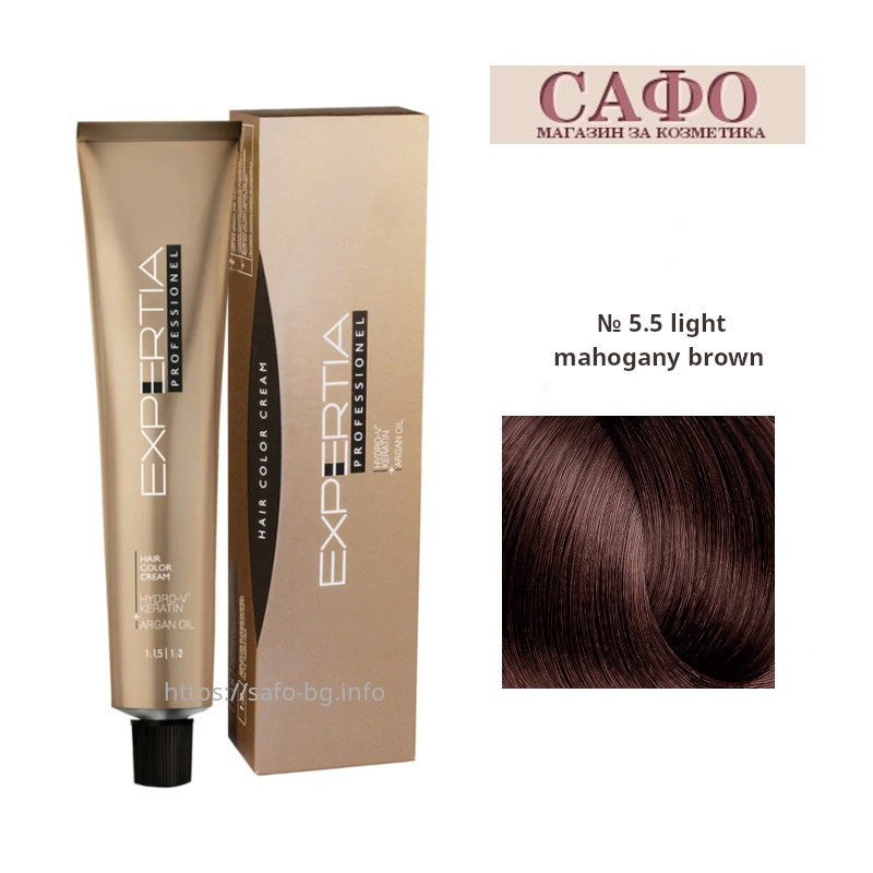 Long-lasting cream hair dye № 5.5 light mahogany brown Farcom Expertia Professionеl Permanent Hair Color Cream