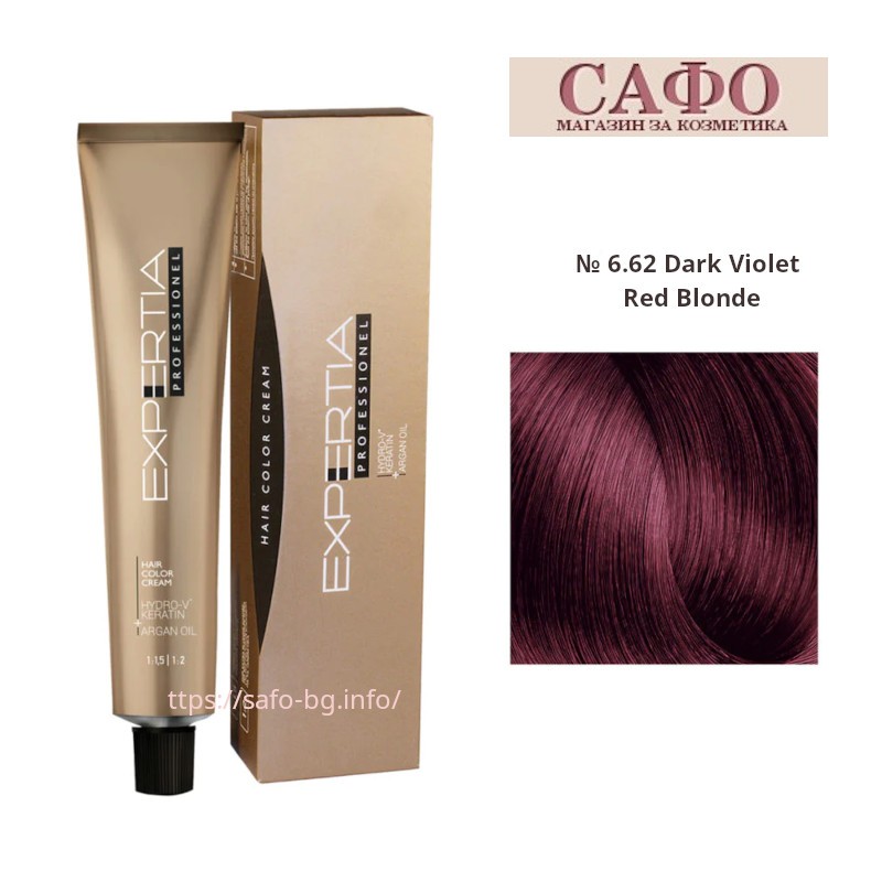 Боя за коса Експертиа Farcom Expertia Professionеl Permanent Hair Color Cream № 6.62 Dark Violet Red Blonde