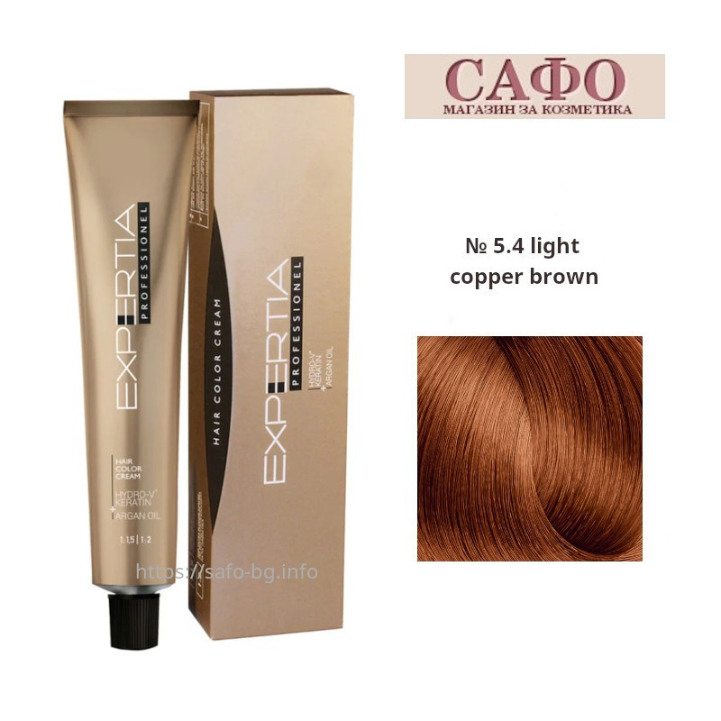 Long-lasting cream hair dye № 5.4 light copper brown Farcom Expertia Professionеl Permanent Hair Color Cream