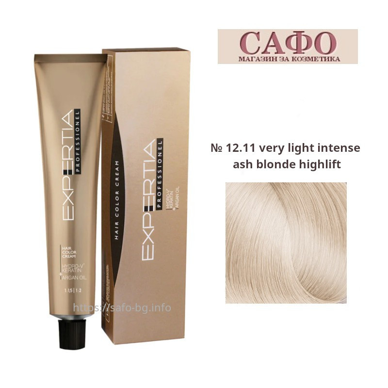 Стойкая краска для волос 12.11 very light intense ash blonde highlift Farcom Expertia Professionеl Permanent Hair Color Cream