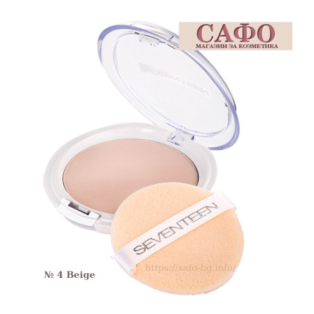 Face powder transparent № 4 Beige Seventeen Natural Silky Transparent Compact Powder