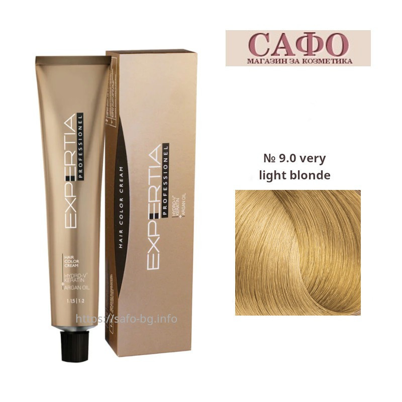 Long-lasting cream hair dye № 9.0 very light blonde Farcom Expertia Professionеl Permanent Hair Color Cream