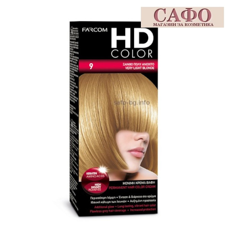 Стойкая крем-краска для волос № 9 Very Light Blonde Farcom HD Color
