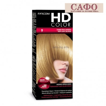 Дълготрайна крем боя за коса № 9 Very Light Blonde Farcom HD Color