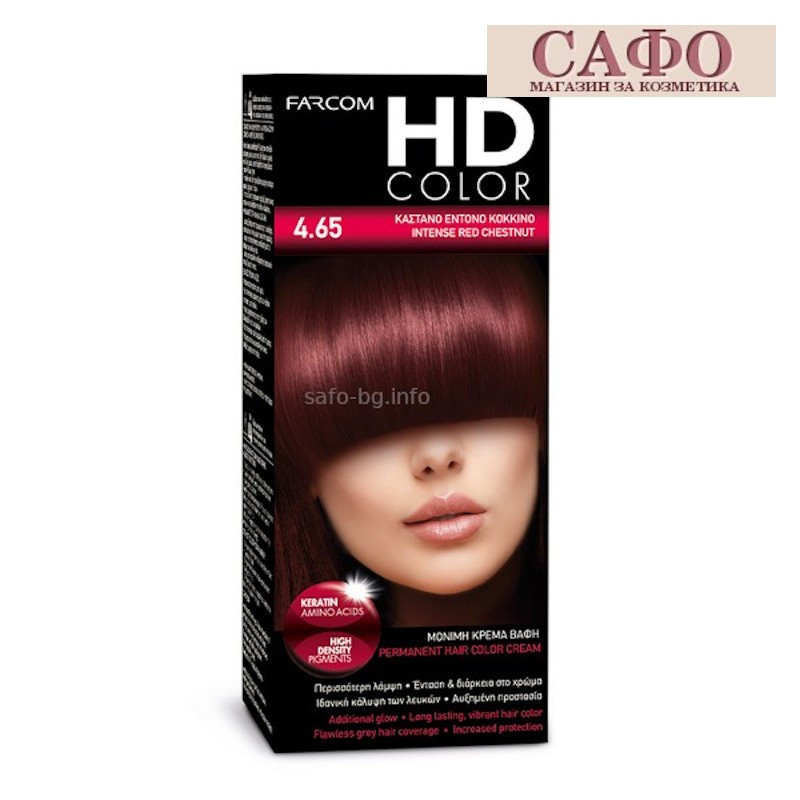 Long-lasting cream hair dye № 4.65 Intense Red Chestnut Farcom HD Color