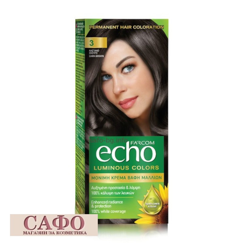 Long-lasting cream hair dye № 3 Dark Brown Farcom Echo Luminous Colors