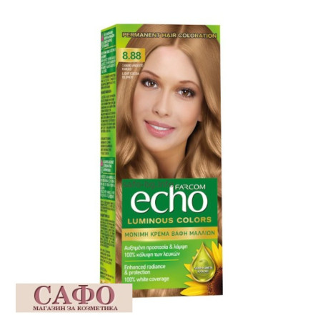 Long-lasting cream hair dye № 8.88 Light Cocoa Blonde Farcom Echo Luminous Colors