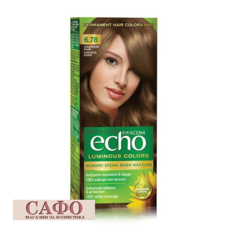 Long-lasting cream hair dye № 6.78 Dark Cocoa Blonde Farcom Echo Luminous Colors