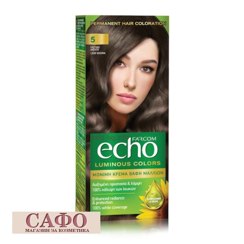 Стойкая крем-краска для волос № 5 Light Brown Farcom Echo Luminous Colors