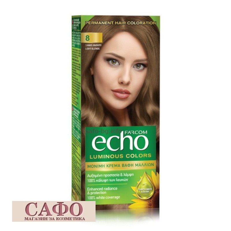Long-lasting cream hair dye № 8 Light Blonde Farcom Echo Luminous Colors